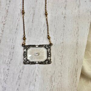 ANNE KOPLIK Vintage Forever Sunray Vault Necklace Swarovski Crystals Brass